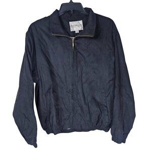 Norm Thompson Black Bomber Jacket L Lightweight Water Repellent Outdoor Golf NWT